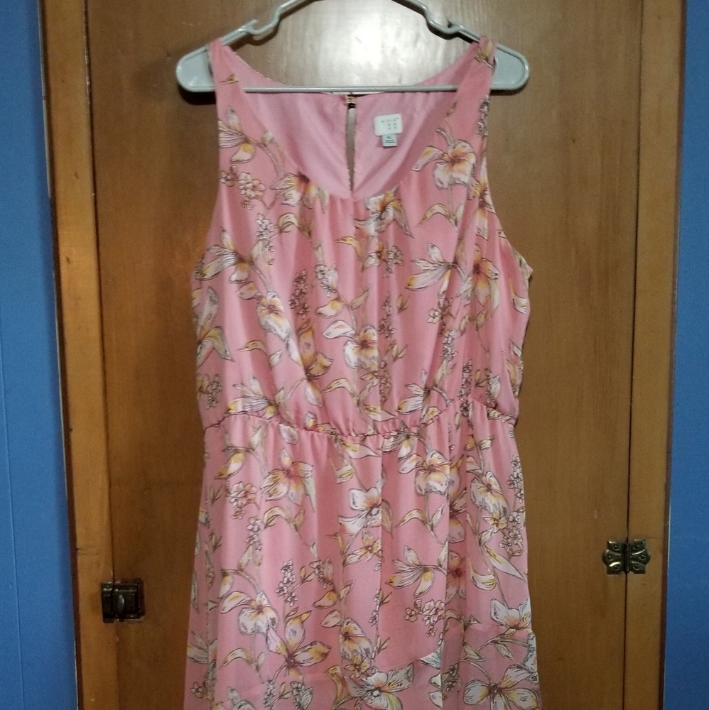 Pink Floral High/Low Dress